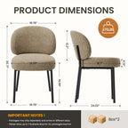 EOP Upholstered Dining Chairs Set of 4, Mid-Century Modern Dining Room Chairs with Curved Backrest and Metal Legs, Chair Kitchen for Dining Room, Camel