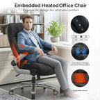 EOP Big and Tall Executive Office Chair 400lbs, High Back Ergonomic Desk Chair with Heat & Kneading Massage, Flip-Up Armrests, Black