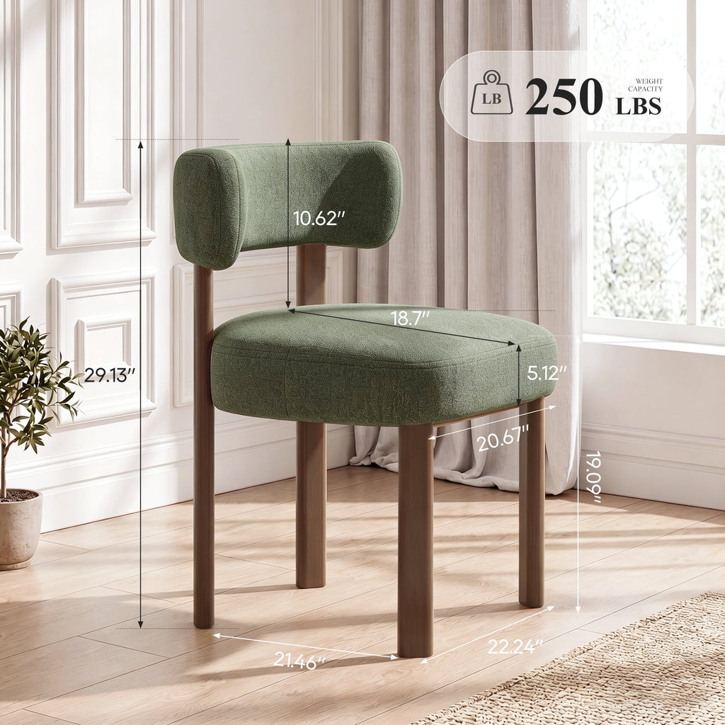 Upholstered Dining Chairs Set of 4, Mid Century Modern Dining Room Chairs, Farmhouse Wooden Chairs with Ergonomic Curved Backrest for Kitchen Dining Vanity
