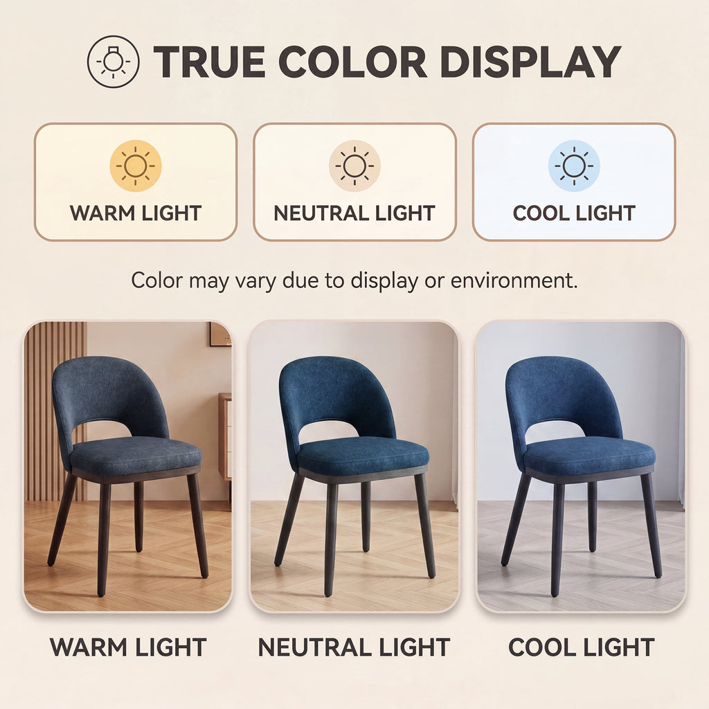 EOP Upholstered Dining Chairs Set of 6, Modern Fabric Dining Side Chairs with Solid Wood Legs, Comfortable Seating for Kitchen, Dining Room, Blue