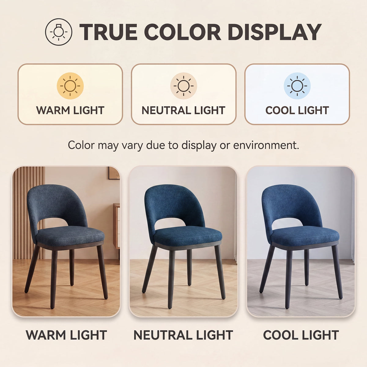 EOP Upholstered Dining Chairs Set of 6, Modern Fabric Dining Side Chairs with Solid Wood Legs, Comfortable Seating for Kitchen, Dining Room, Blue