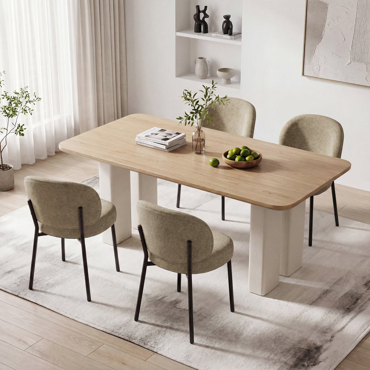 EOP Upholstered Dining Chairs Set of 4, Mid-Century Modern Dining Room Chairs with Curved Backrest and Metal Legs, Chair Kitchen for Dining Room, Camel