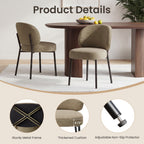 EOP Upholstered Dining Chairs Set of 4, Mid-Century Modern Dining Room Chairs with Curved Backrest and Metal Legs, Chair Kitchen for Dining Room, Camel