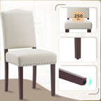 EOP Mid-Century Modern Upholstered Dining Chairs Set of 2, Farmhouse Fabric Kitchen & Dining Room Chairs with Extra Padded Seat, Ideal for Living Room, Restaurant, Beige