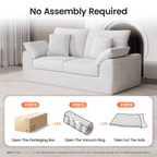 EOP 76" Wide Loveseat Sofa, 2-Seater Sofa with 4 Pillows, Upholstered Sofa Couch for Living Room and Small Spaces, Beige