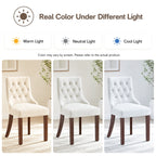 EOP Mid Century Modern Dining Chairs Set of 2, Farmhouse Upholstered Kitchen Chairs with Solid Wood Legs and Button Tufted for Dining Room, Beige