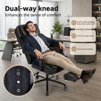 EOP Big and Tall Office Chair with Footrest, Heated Massage Faux Leather Computer Chair with 3D Linkage Armrests and Lumbar Pillow, Black