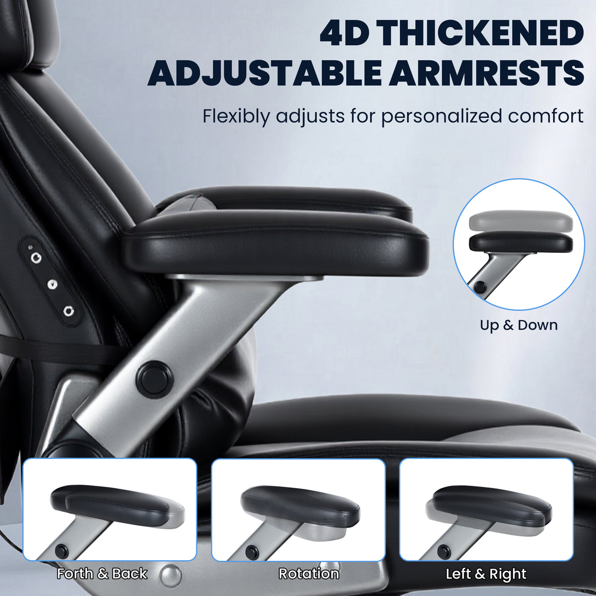 EOP Big and Tall Heated Massage Office Chair, High Back Executive Desk Chair with 4D Flip-Up Armrests & Lumbar Support for Home Office, Black