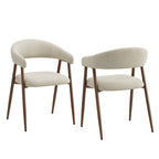 EOP Modern Linen Fabric Dining Chairs Set of 2, Upholstered Kitchen Chair with Metal Leg for Dining Room Restaurant, Beige